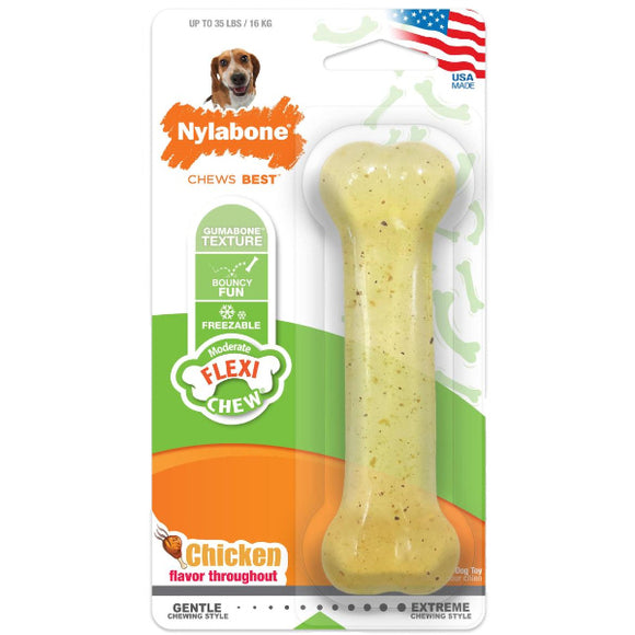Nylabone Flexi Chew Bone Chicken Flavor Dog Chew, Medium