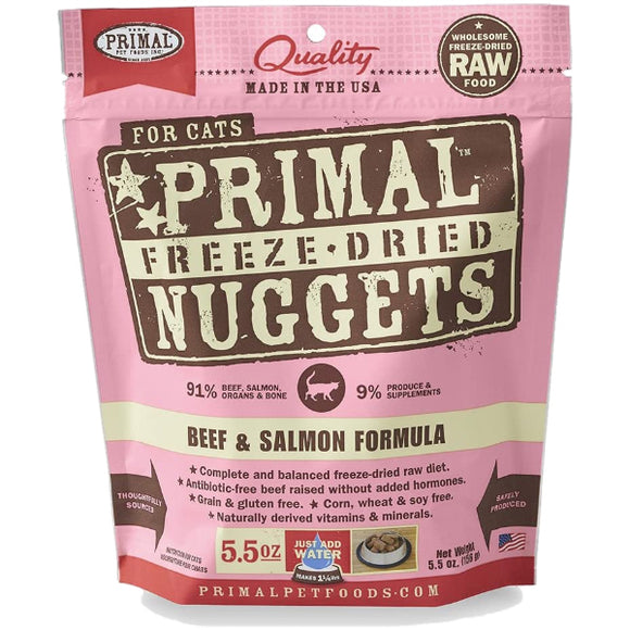Primal Beef & Salmon Formula Nuggets Raw Freeze-Dried Cat Food, 5.5-oz