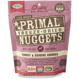 Primal Turkey & Sardine Formula Nuggets Grain-Free Raw Freeze-Dried Dog Food, 5.5-oz