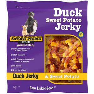 Savory Prime Duck & Sweet Potato Jerky Dog Treats, 8-oz bag