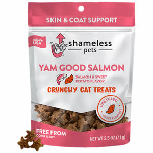Shameless Pets Yam Good Salmon Crunchy Cat Treats, 2.5-oz