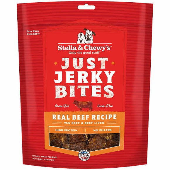 Stella & Chewy's Just Jerky Bites Real Beef Recipe Grain-Free Dog Treats, 6-oz
