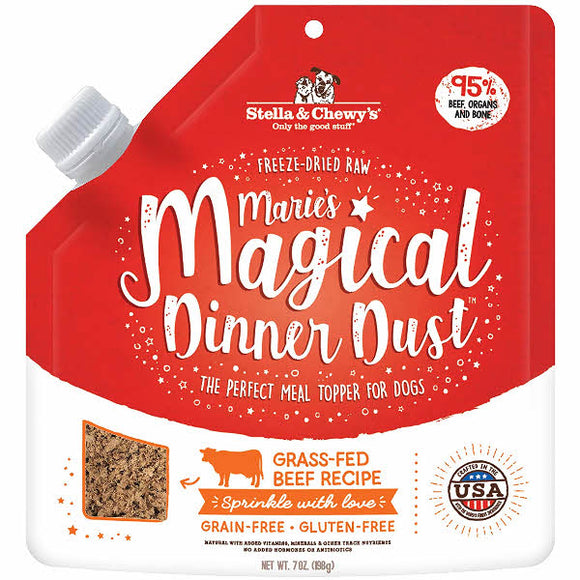Stella & Chewy's Marie's Magical Dinner Freeze-Dried Raw Dust Grass-Fed Beef Dog Food Topper, 7-oz bag