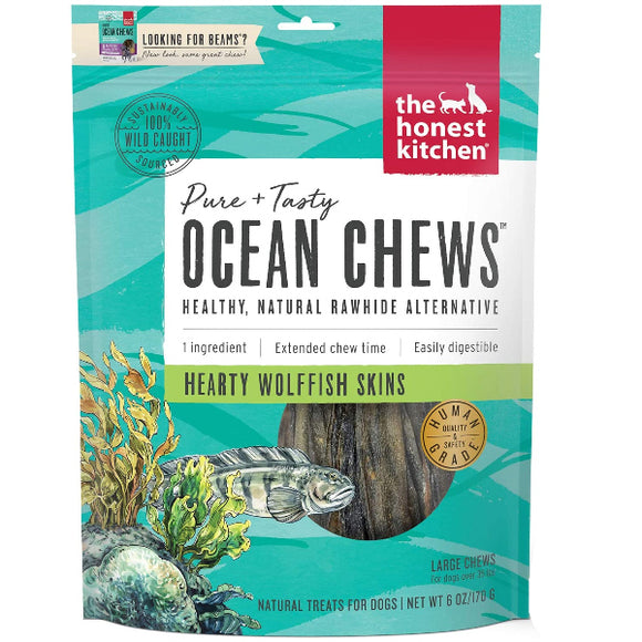 The Honest Kitchen Beams Ocean Chews Wolfish Skins Dehydrated Dog Treats, 6-oz