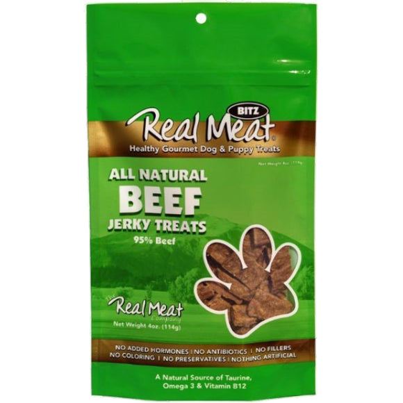 The Real Meat Company Beef Jerky Dog Treats, 4-oz