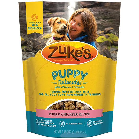 Zuke's Puppy Naturals Pork & Chickpea Recipe Grain-Free Dog Treats, 5-oz