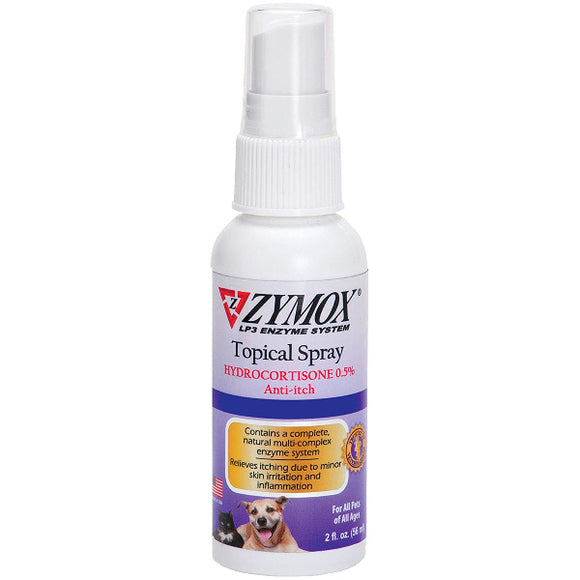 Zymox Enzymatic Topical Spray with Hydrocortisone 0.5% for Dogs & Cats, 2-oz